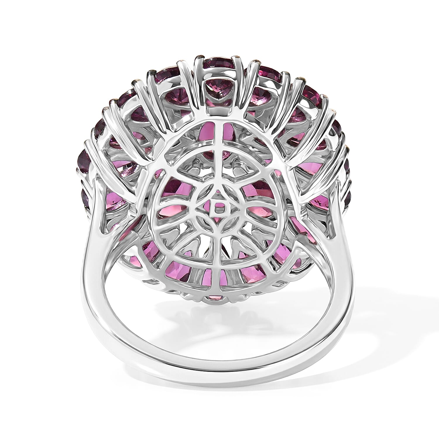 D'Joy Premium Orissa Rhodolite Garnet 8.70 ctw Berry Royale Ring in Rhodium Over Sterling Silver (Size 5.0)