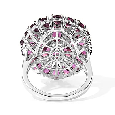 D'Joy Premium Orissa Rhodolite Garnet 8.70 ctw Berry Royale Ring in Rhodium Over Sterling Silver (Size 5.0)