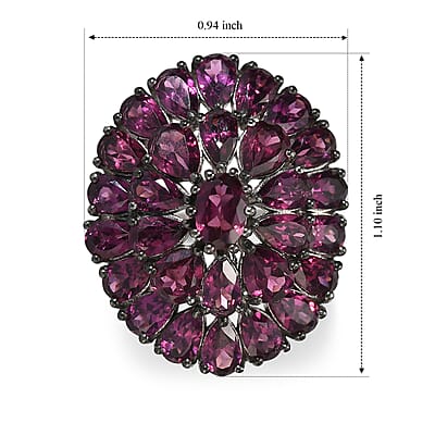 D'Joy Premium Orissa Rhodolite Garnet 8.70 ctw Berry Royale Ring in Rhodium Over Sterling Silver (Size 5.0)