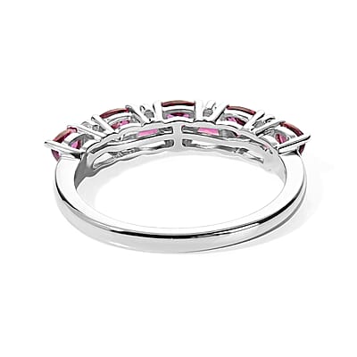 D'Joy Premium Orissa Rhodolite Garnet 1.20 ctw Berry Spark Band Ring in Rhodium Over Sterling Silver (Size 5.0)