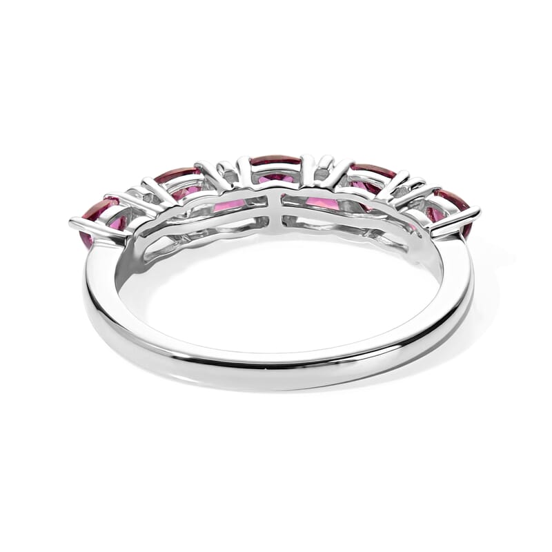 D'Joy Premium Orissa Rhodolite Garnet 1.20 ctw Berry Spark Band Ring in Rhodium Over Sterling Silver (Size 5.0)