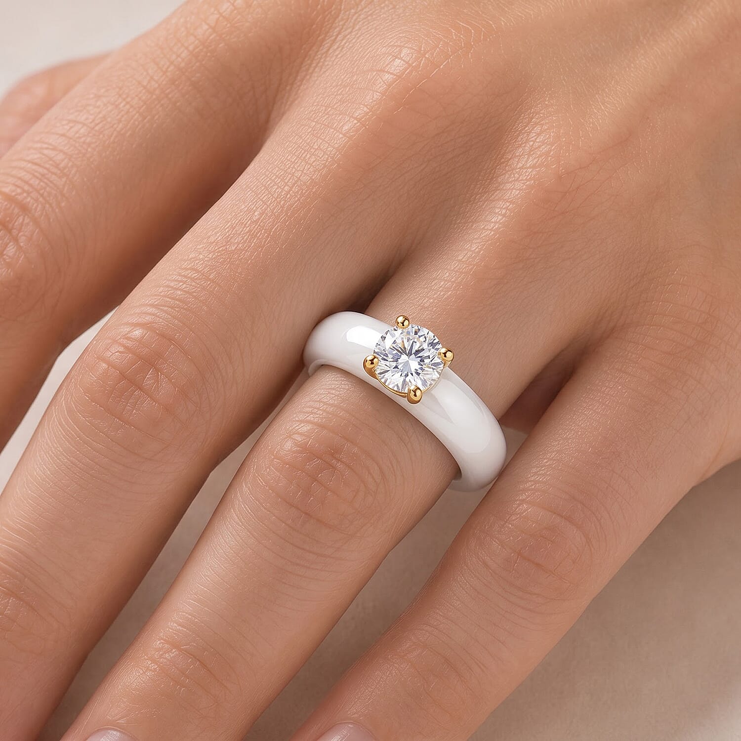 Lab Grown Diamond G SI and Natural Jade 14.85 ctw Band Ring in 10K Yellow Gold (Size 6.0)