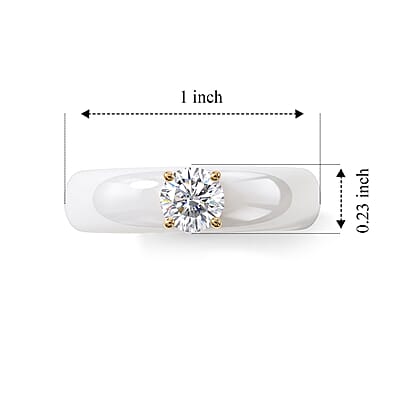 Lab Grown Diamond G SI and Natural Jade 14.85 ctw Band Ring in 10K Yellow Gold (Size 6.0)