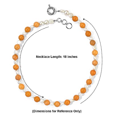EverTrue Yellow Jasper and Gray Pearl 135.00 ctw Beaded Necklace in Platinum Bond 18-19 Inches