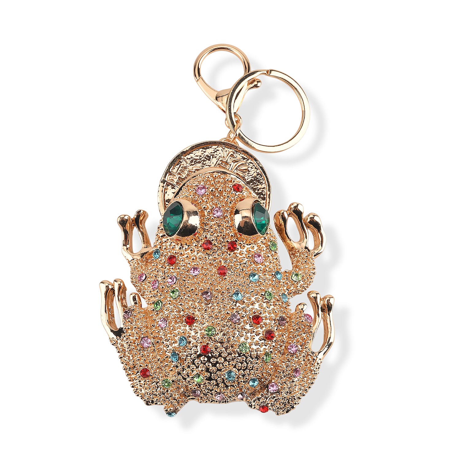 Gold Crystal Lucky Money Toad Keychain