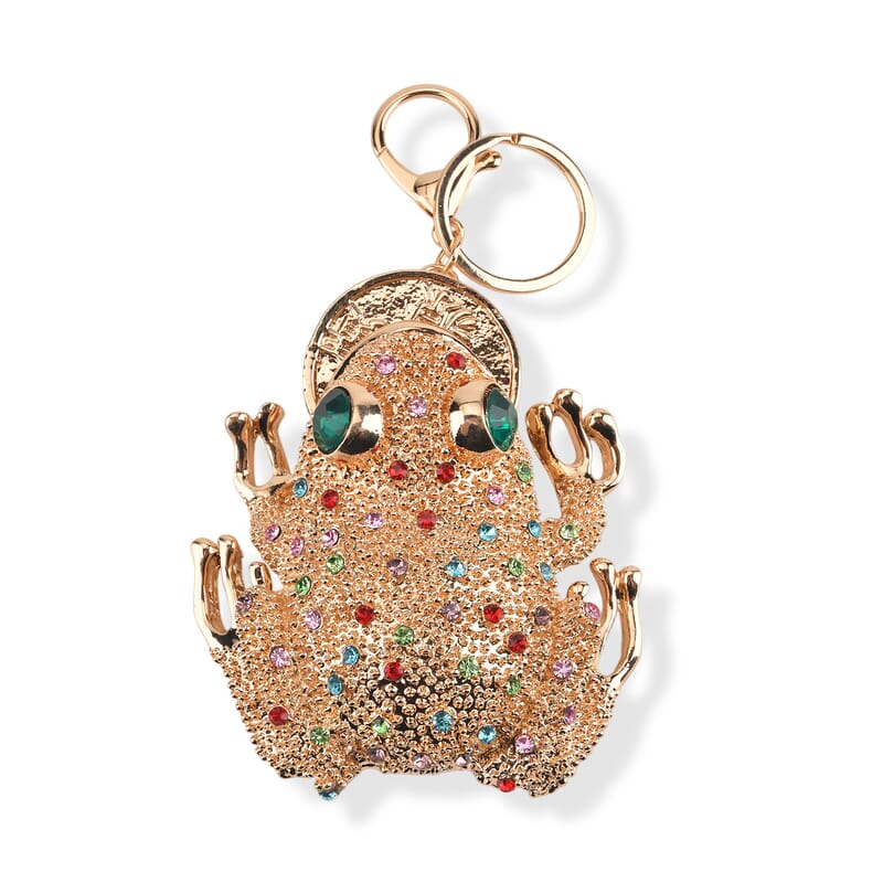 Gold Crystal Lucky Money Toad Keychain