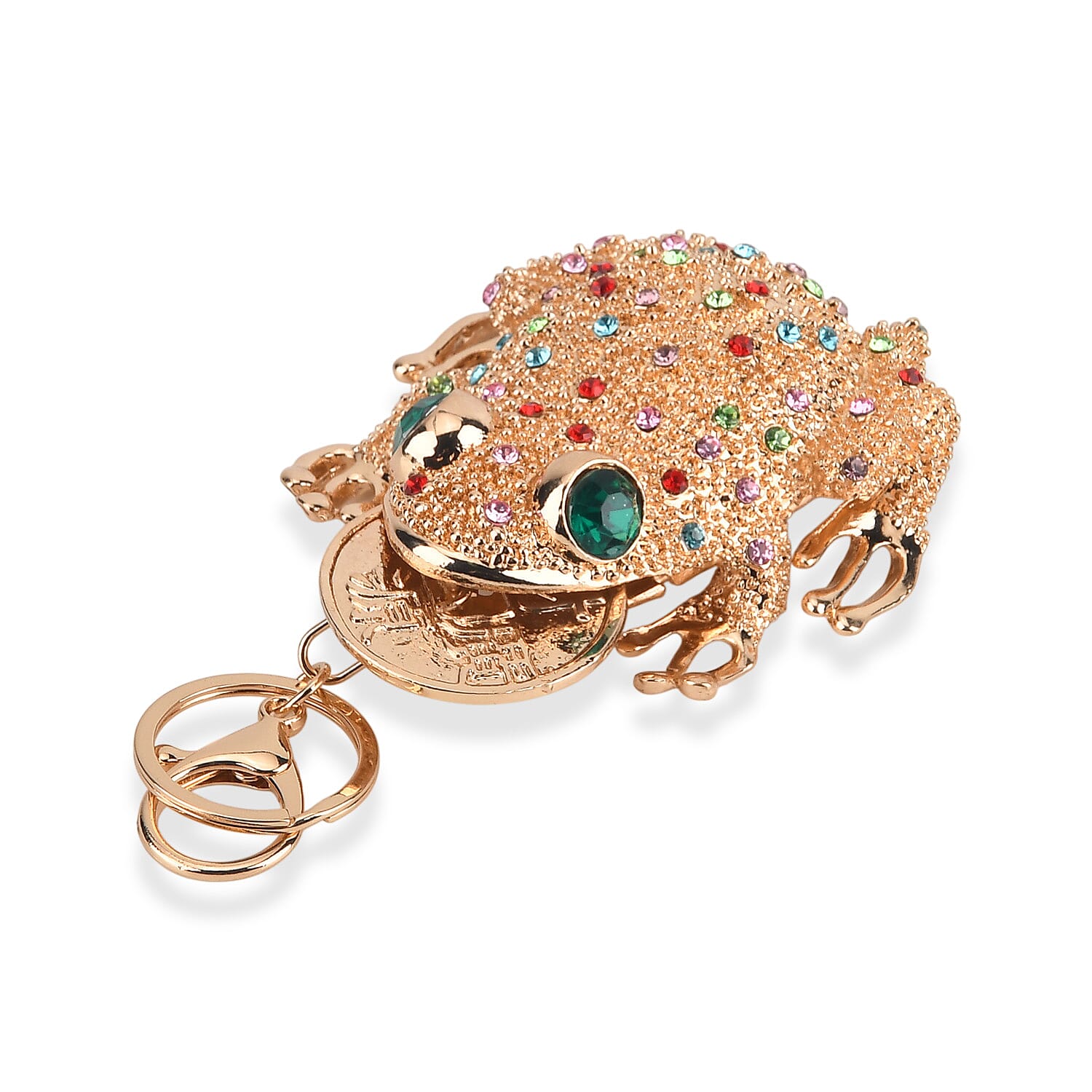 Gold Crystal Lucky Money Toad Keychain