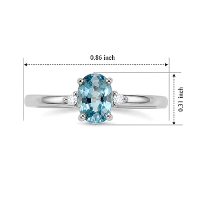 EverTrue Cambodian Blue Zircon and Moissanite 1.35 ctw Ring in Platinum Bond (Size 5.0)