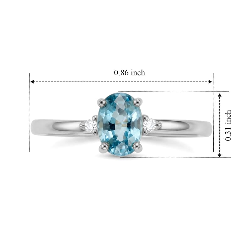 EverTrue Cambodian Blue Zircon and Moissanite 1.35 ctw Ring in Platinum Bond (Size 6.0)