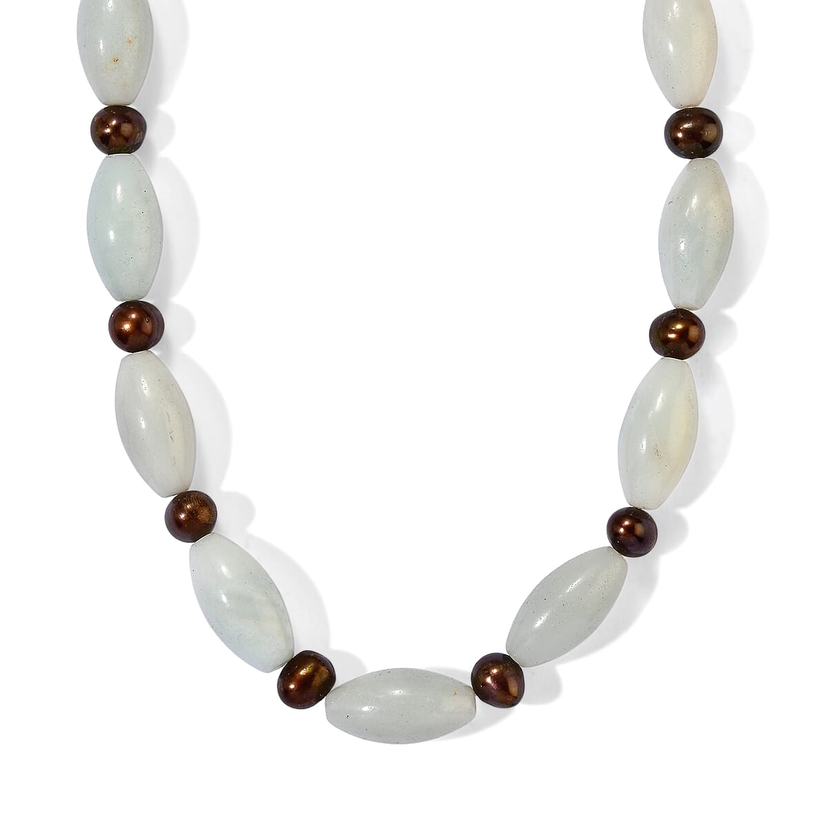 EverTrue Amazonite 204.70 ctw and Burgundy Freshwater Pearl Necklace in Platinum Bond 18-19 Inches image number 1