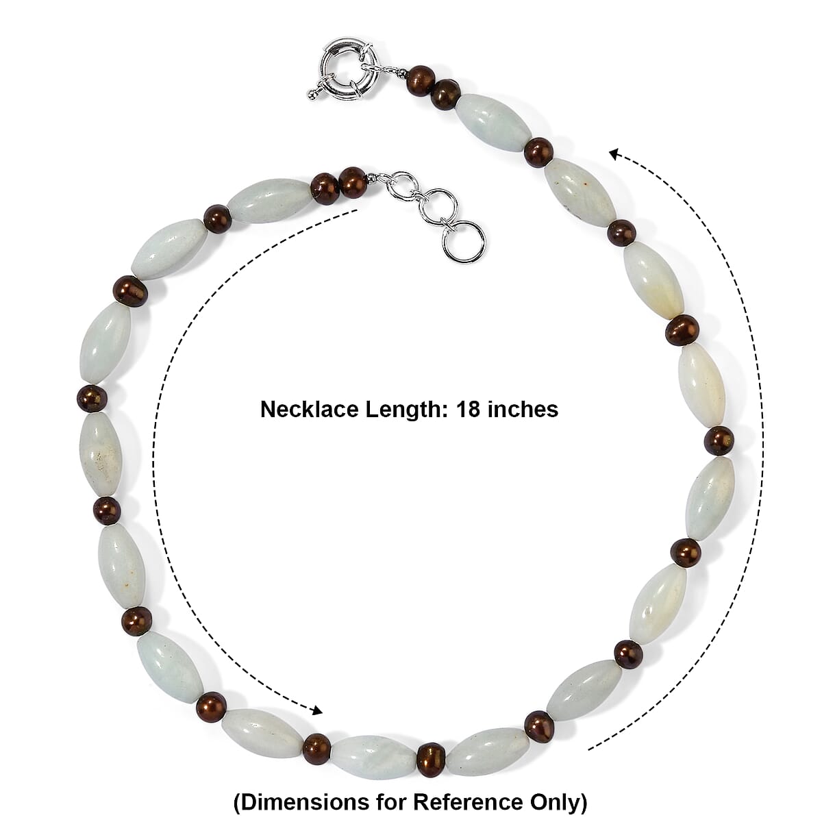 EverTrue Amazonite 204.70 ctw and Burgundy Freshwater Pearl Necklace in Platinum Bond 18-19 Inches image number 2