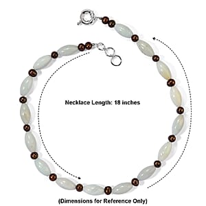 EverTrue Amazonite 204.70 ctw and Burgundy Freshwater Pearl Necklace in Platinum Bond 18-19 Inches