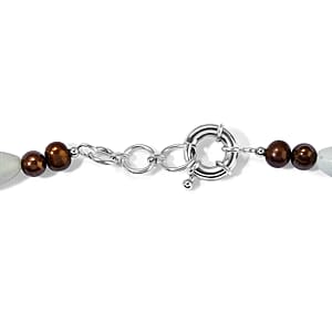 EverTrue Amazonite 204.70 ctw and Burgundy Freshwater Pearl Necklace in Platinum Bond 18-19 Inches