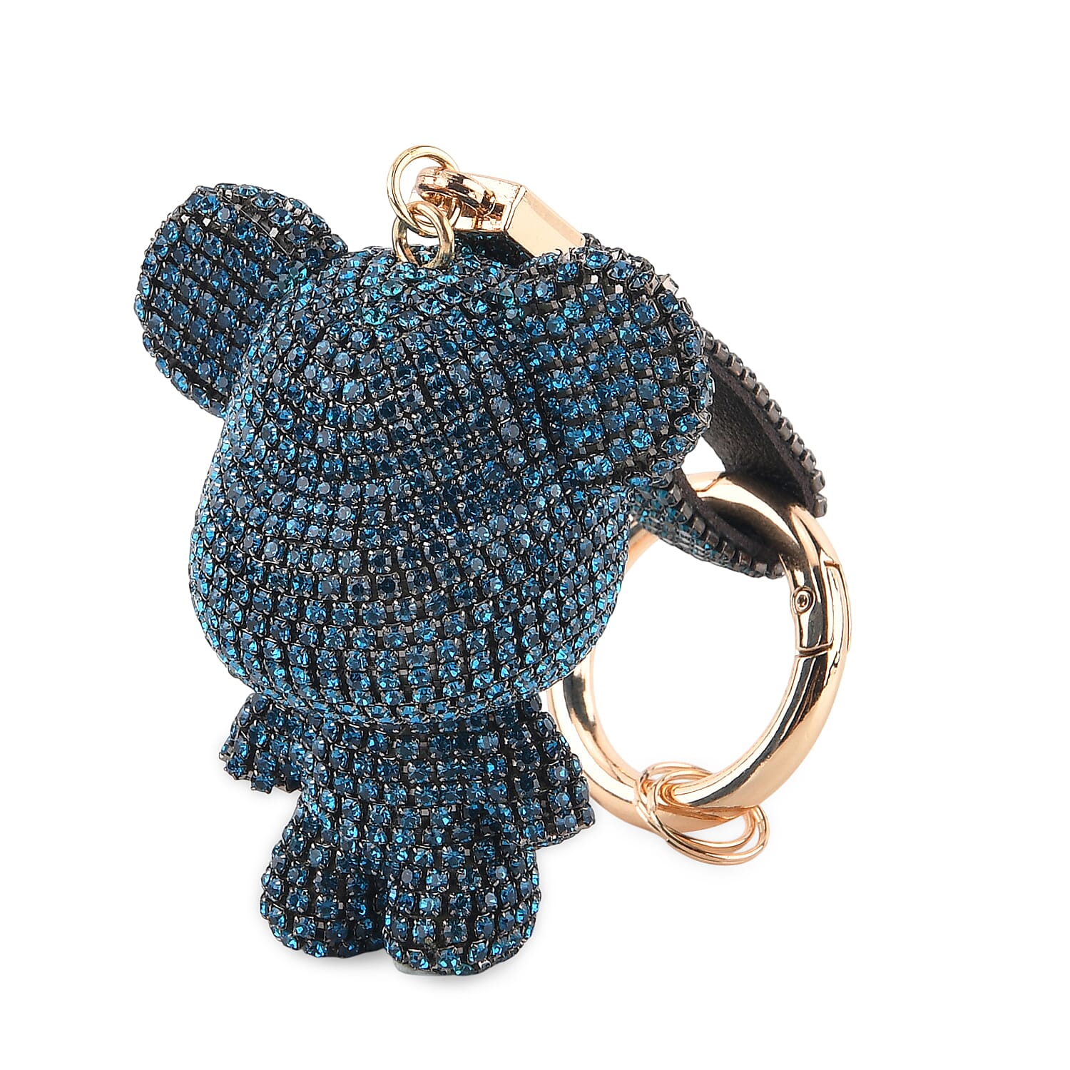 Dark Blue Bear Crystal Keyring