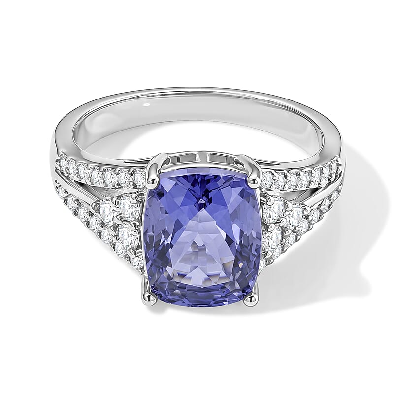 EverTrue Color Change Fluorite and Moissanite 3.85 ctw Ring in Platinum Bond (Size 5.0)