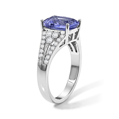 EverTrue Color Change Fluorite and Moissanite 3.85 ctw Ring in Platinum Bond (Size 5.0)
