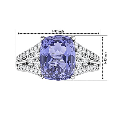 EverTrue Color Change Fluorite and Moissanite 3.85 ctw Ring in Platinum Bond (Size 5.0)