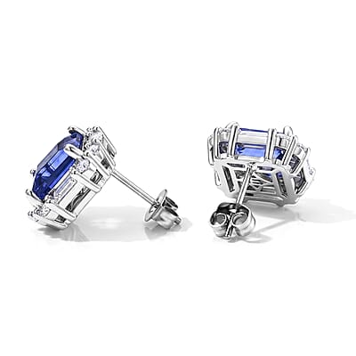 EverTrue Color Change Fluorite and Moissanite 7.20 ctw Earrings in Platinum Bond