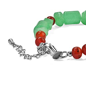 EverTrue Green Aventurine and Amazonite 165.00 ctw Bracelet in Stainless Steel (7.25-9.25In)