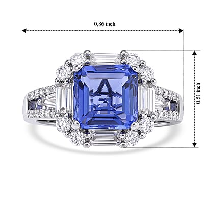 EverTrue Asscher Cut Color Change Fluorite and Moissanite 3.85 ctw Ring in Platinum Bond (Size 5.0)