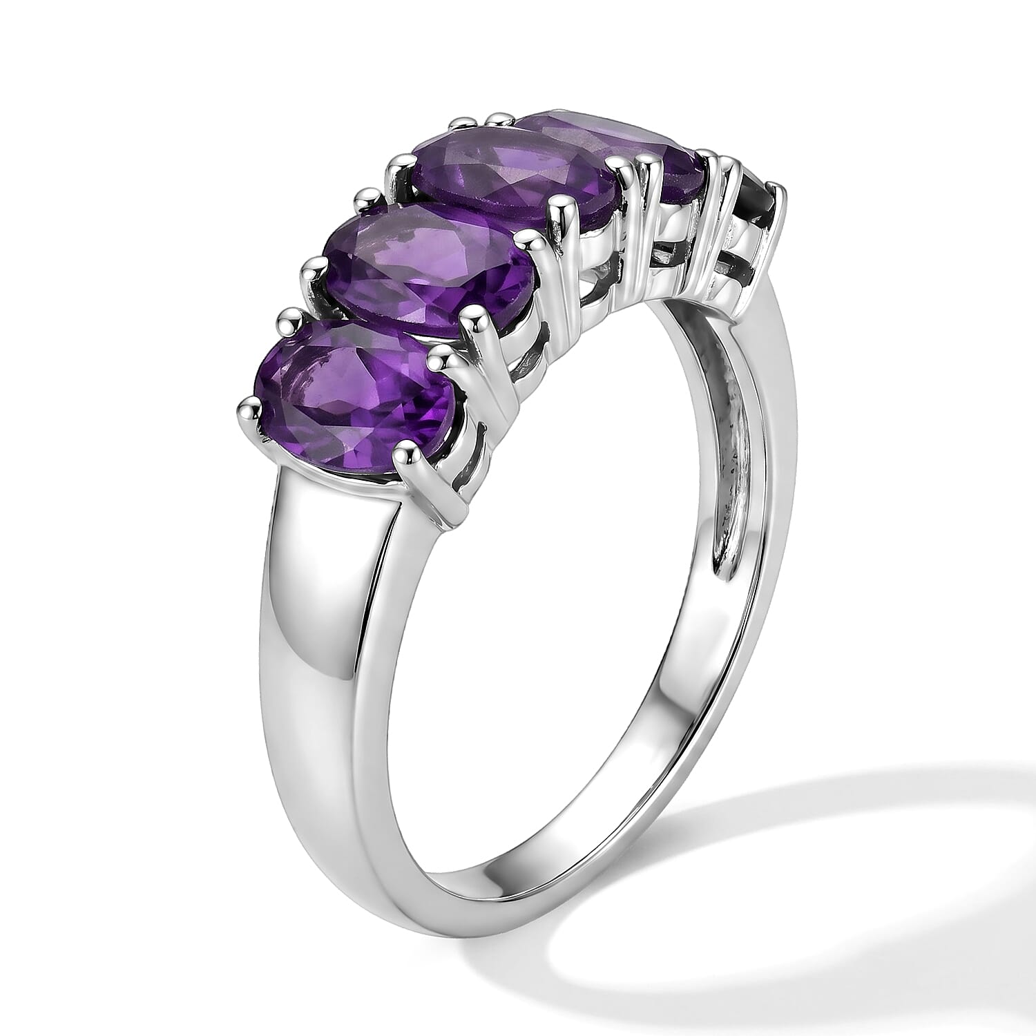 EverTrue African Amethyst 2.10 ctw Ring in Stainless Steel (Size 10.0)