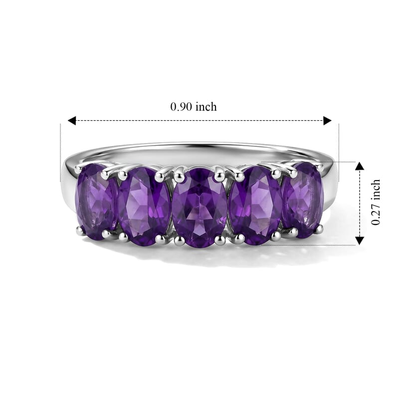 EverTrue African Amethyst 2.10 ctw Ring in Stainless Steel (Size 10.0)