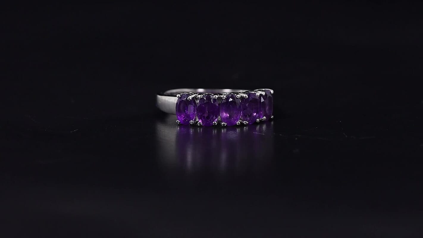 EverTrue African Amethyst 2.10 ctw Ring in Stainless Steel (Size 10.0)