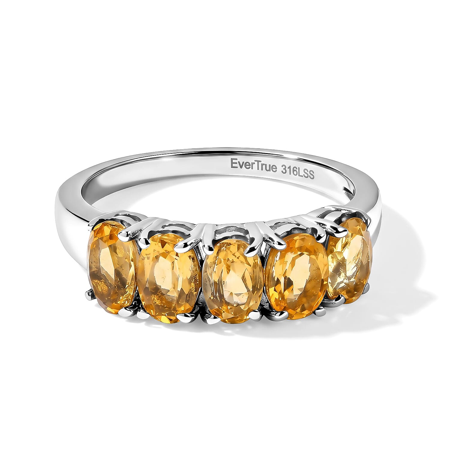 EverTrue Brazilian Citrine 2.10 ctw Ring in Stainless Steel (Size 5.0)