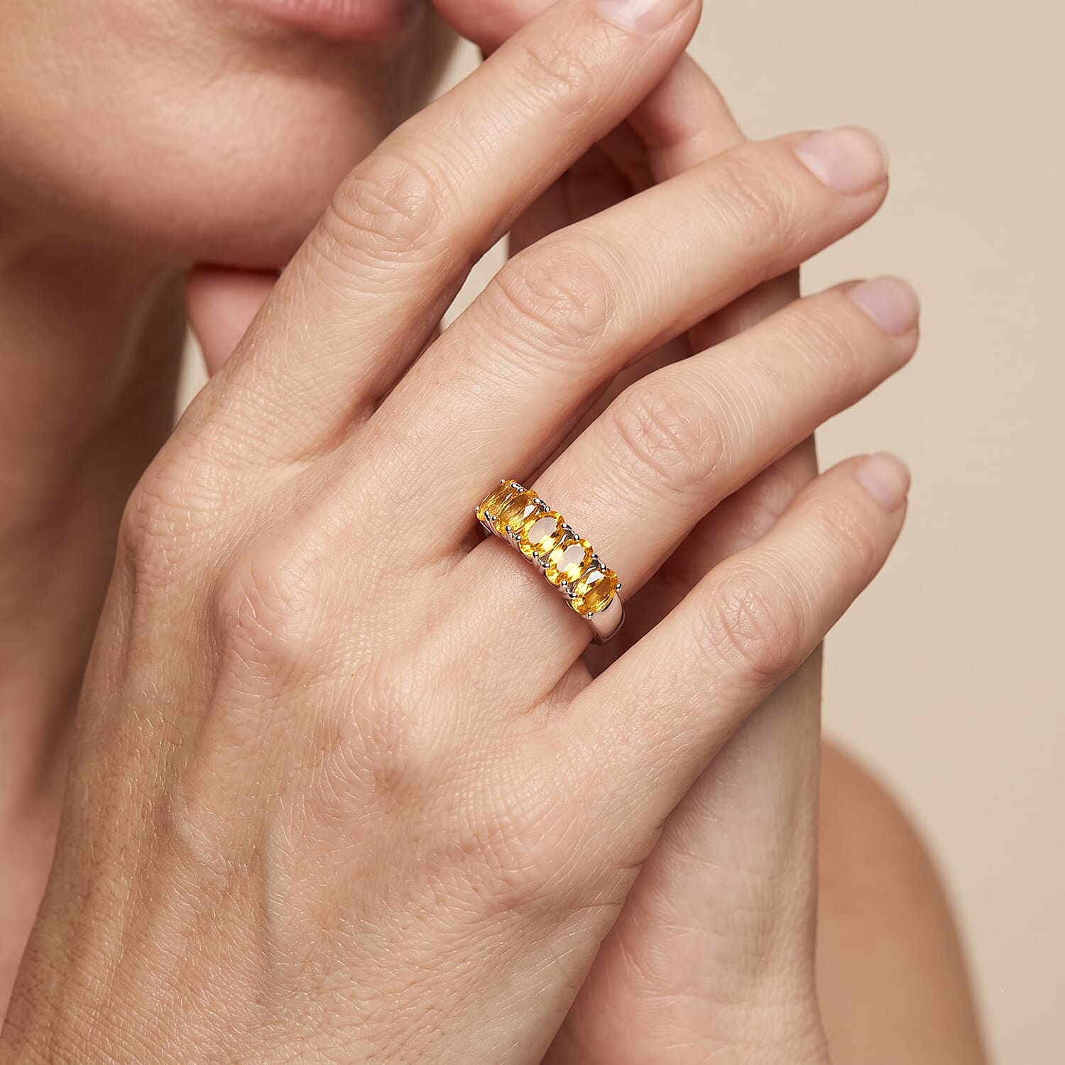 EverTrue Brazilian Citrine 2.10 ctw Ring in Stainless Steel (Size 5.0)