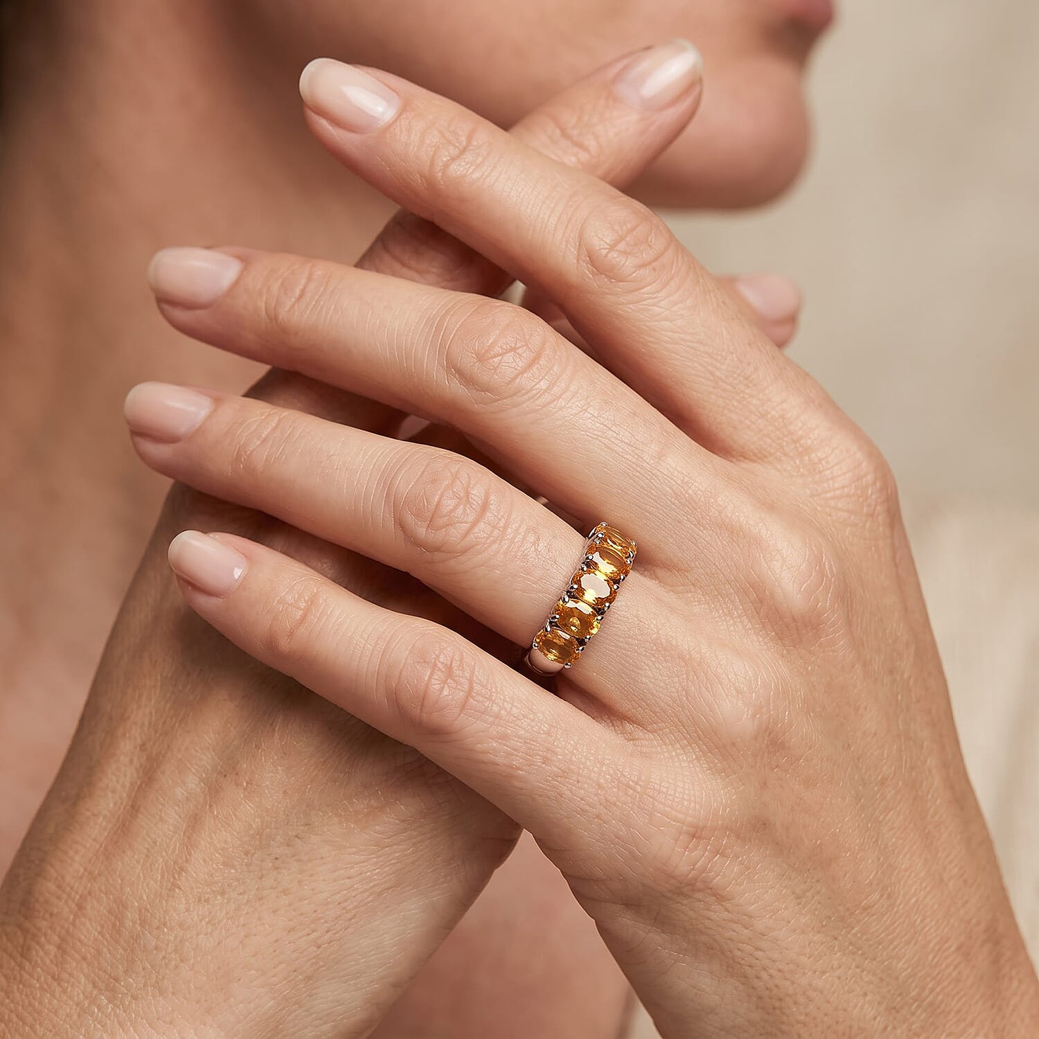 EverTrue Brazilian Citrine 2.10 ctw Ring in Stainless Steel (Size 5.0)