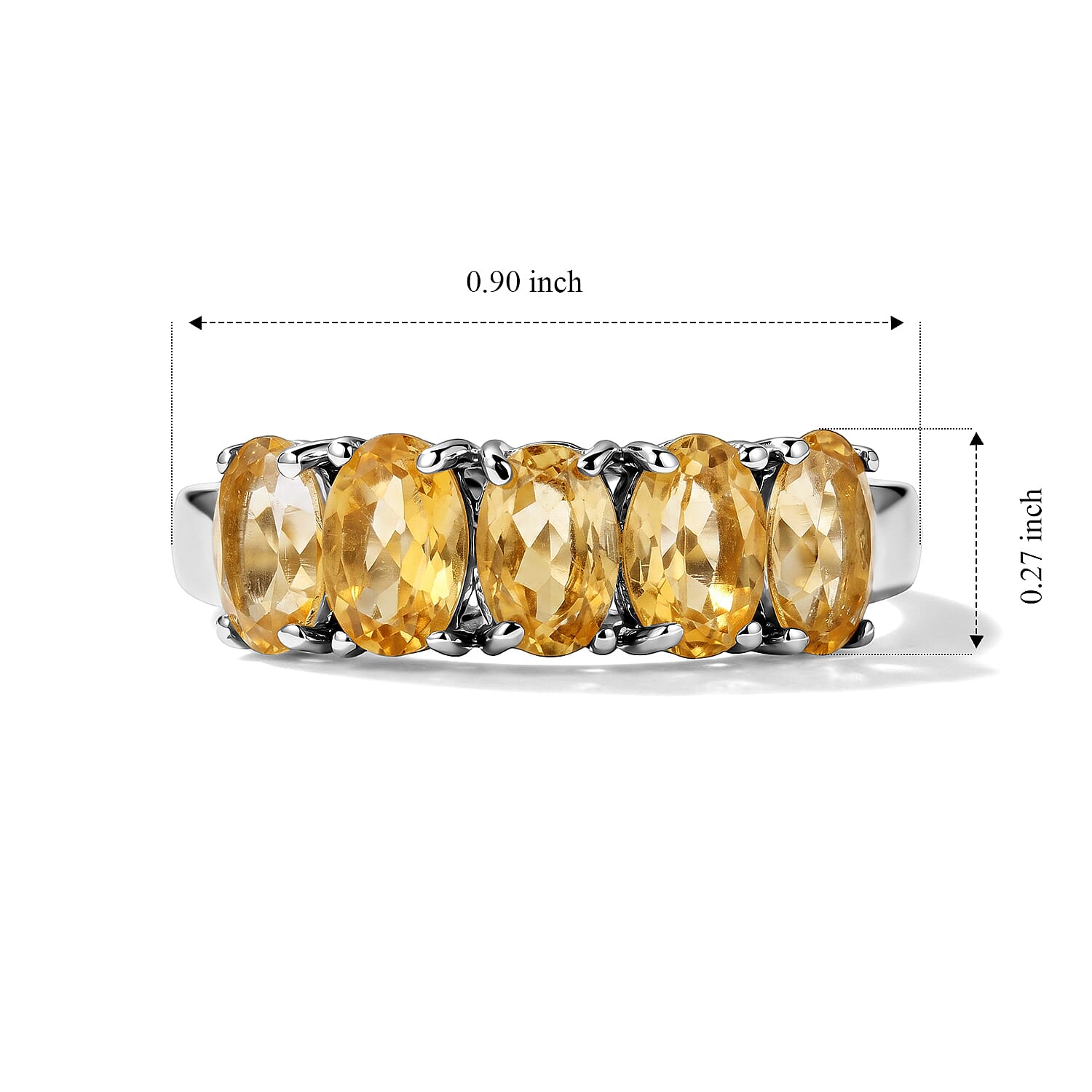 EverTrue Brazilian Citrine 2.10 ctw Ring in Stainless Steel (Size 5.0)