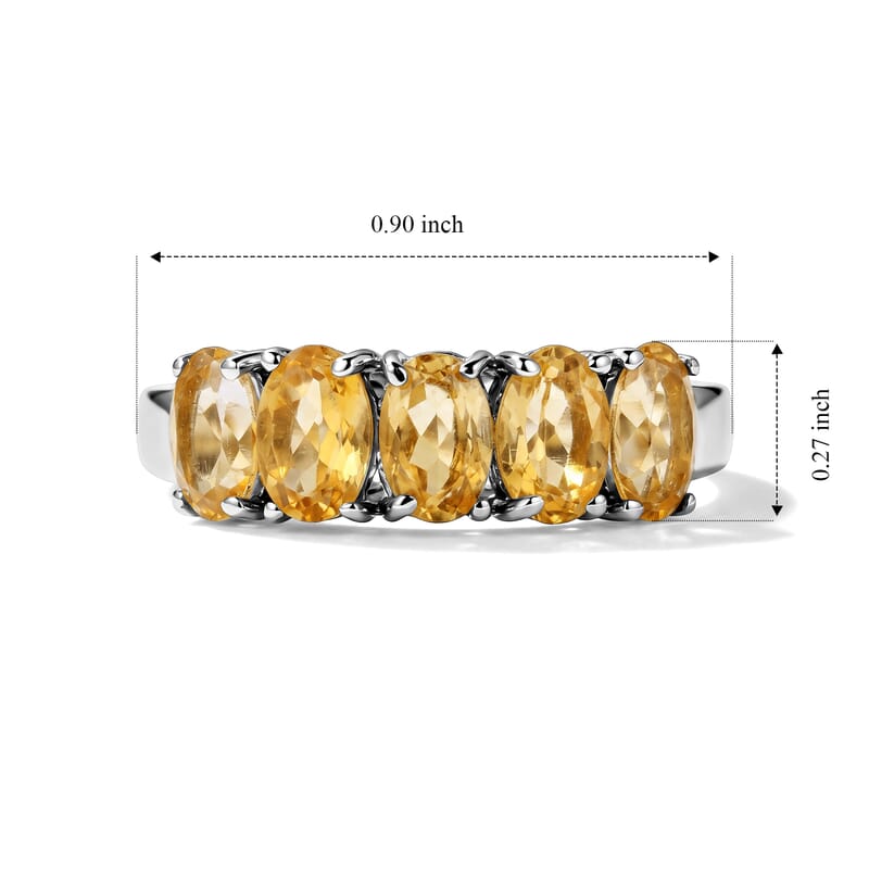 EverTrue Brazilian Citrine 2.10 ctw Ring in Stainless Steel (Size 5.0)