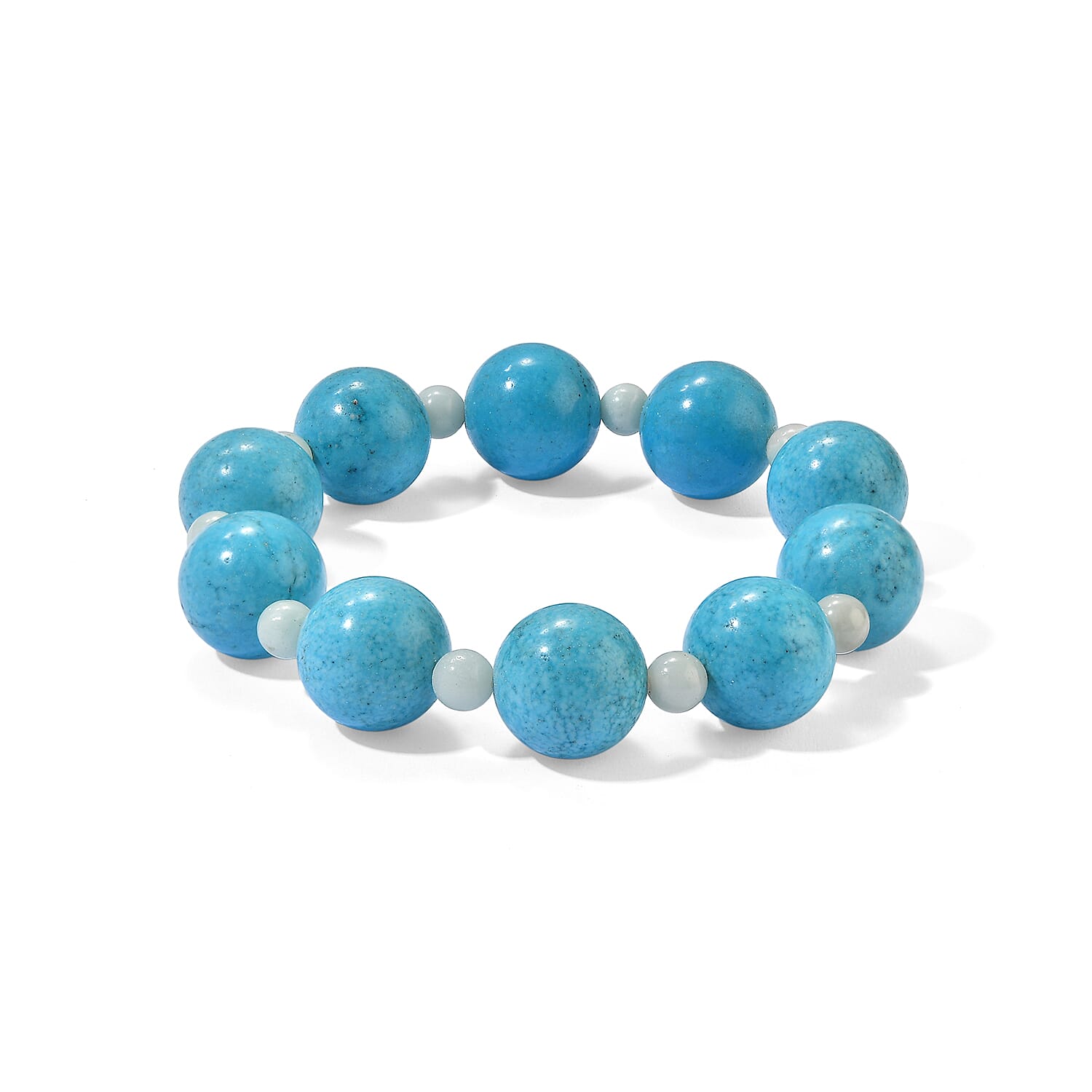 Amazonite and Magnesite 295.00 ctw Beaded Stretch Bracelet