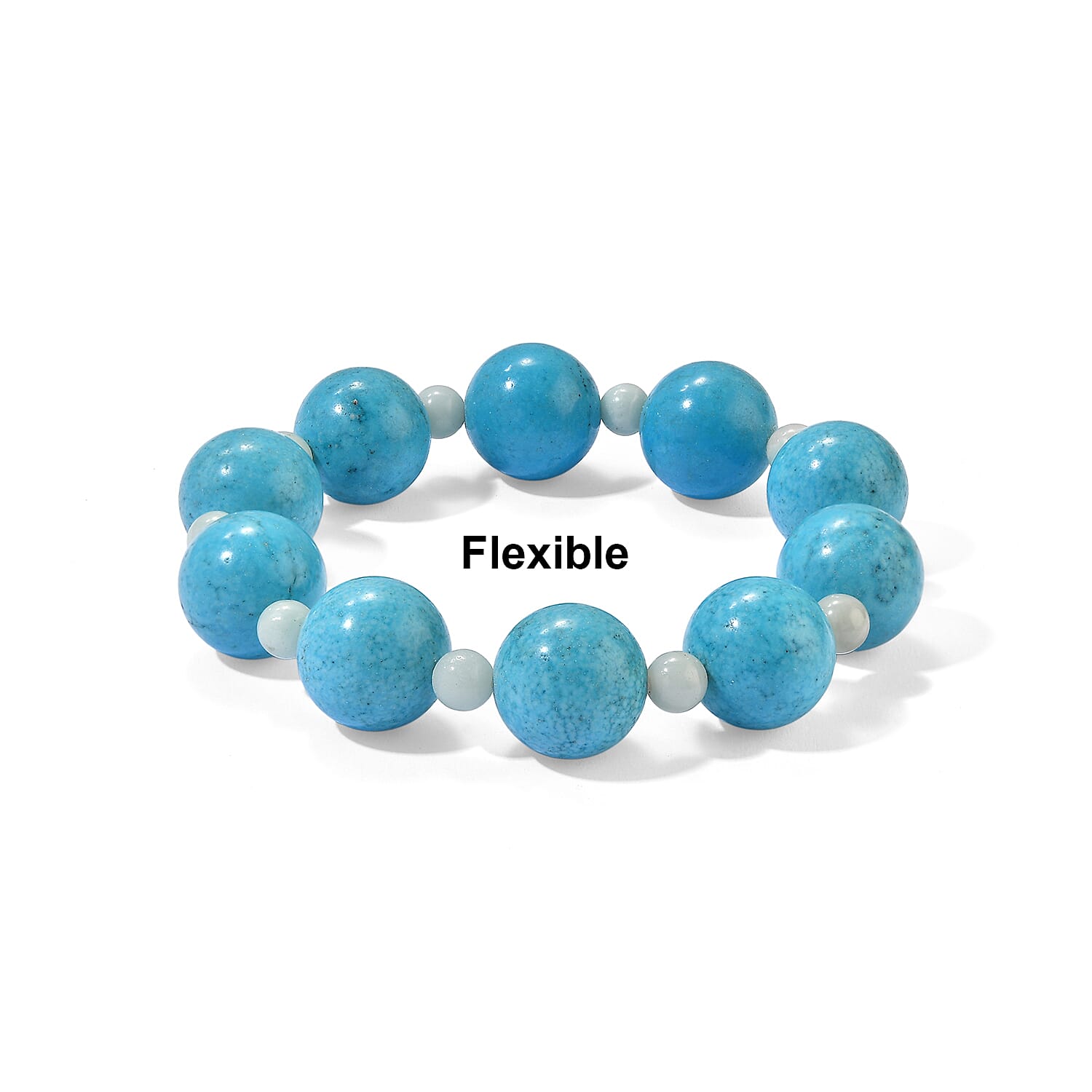 Amazonite and Magnesite 295.00 ctw Beaded Stretch Bracelet