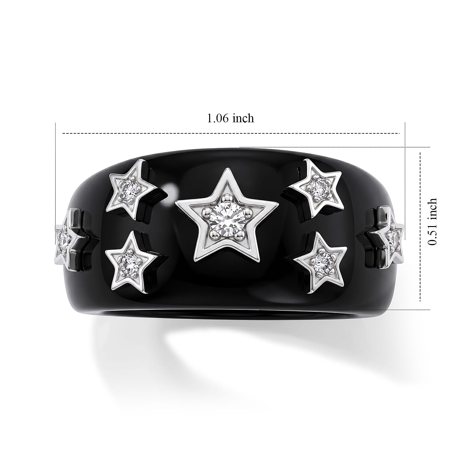 D'Joy Lab Grown Diamond G-H SI and Black Jade 33.25 ctw Ring in Rhodium Over Sterling Silver (Size 5.0)