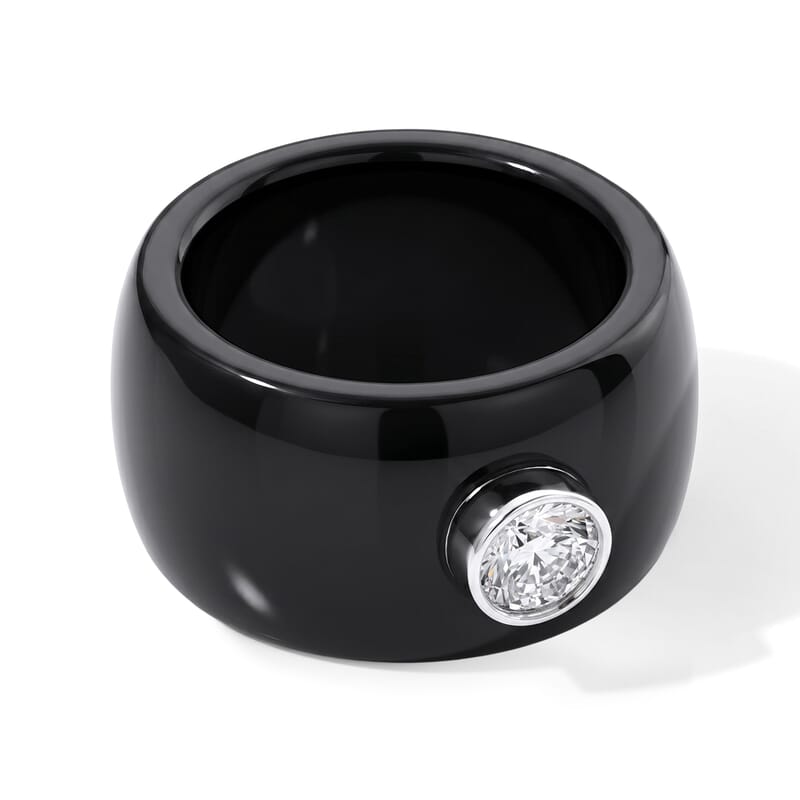D'Joy Lab Grown Diamond G-H SI and Black Jade (D) 44.85 ctw Ring in Rhodium Over Sterling Silver (Size 5.0)
