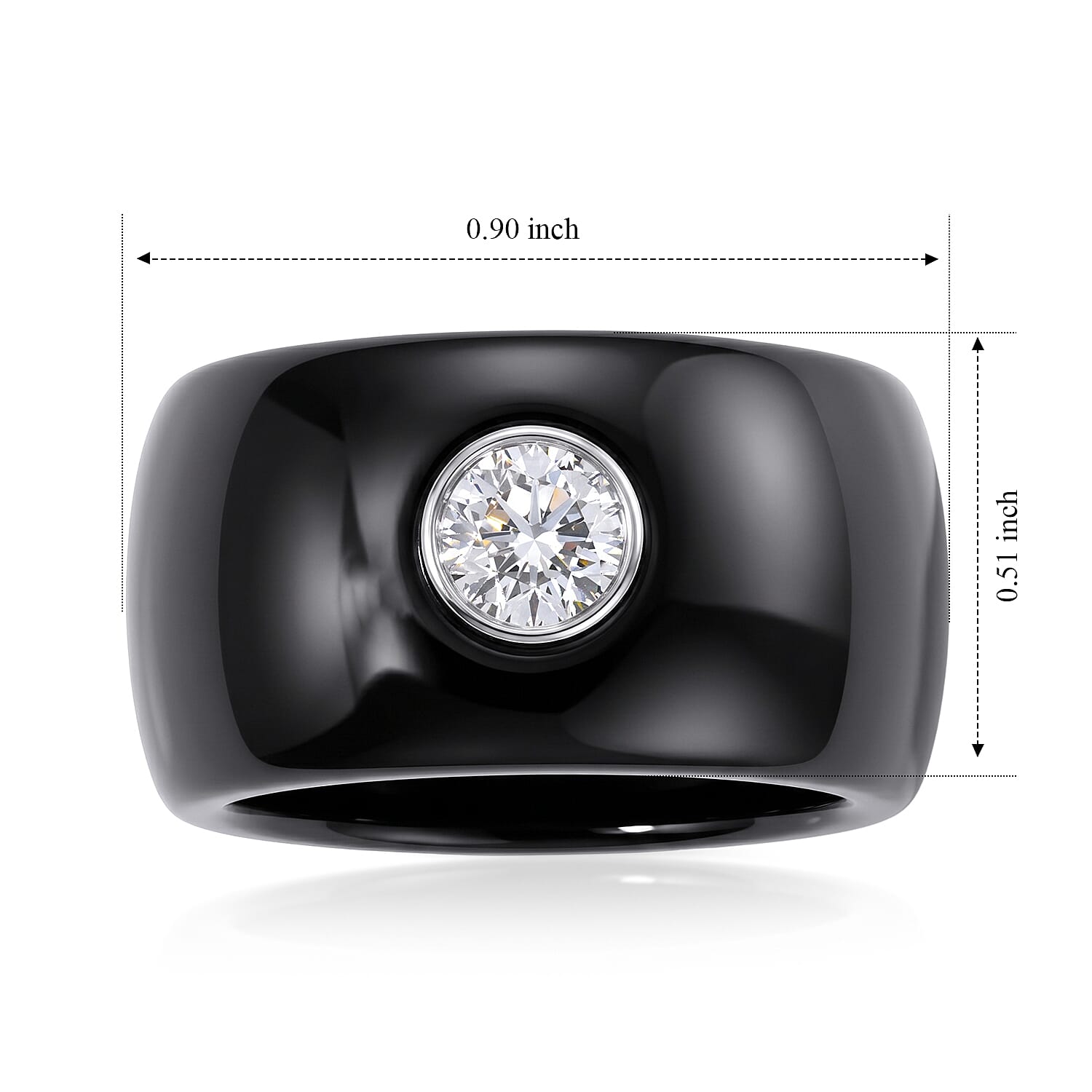 D'Joy Lab Grown Diamond G-H SI and Black Jade (D) 44.85 ctw Ring in Rhodium Over Sterling Silver (Size 5.0)