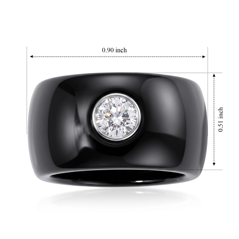 D'Joy Lab Grown Diamond G-H SI and Black Jade (D) 44.85 ctw Ring in Rhodium Over Sterling Silver (Size 5.0)