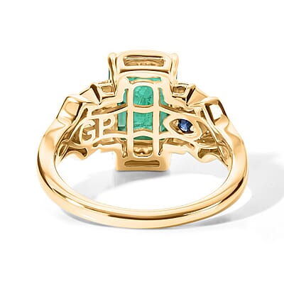 AAA Kagem Zambian Emerald and Diamond I2 2.40 ctw Ring in 10K Yellow Gold (Size 5.0) 4.15 Grams