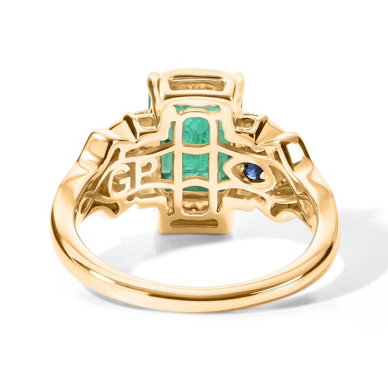 AAA Kagem Zambian Emerald and Diamond I2 2.40 ctw Ring in 10K Yellow Gold (Size 5.0) 4.15 Grams