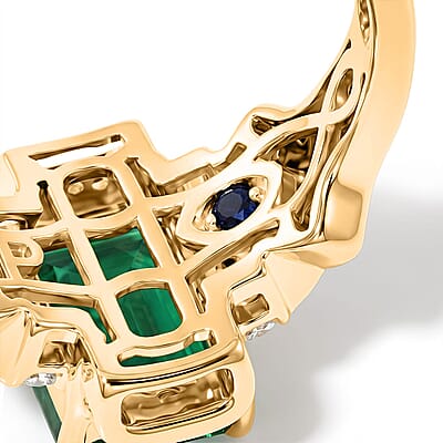 AAA Kagem Zambian Emerald and Diamond I2 2.40 ctw Ring in 10K Yellow Gold (Size 5.0) 4.15 Grams