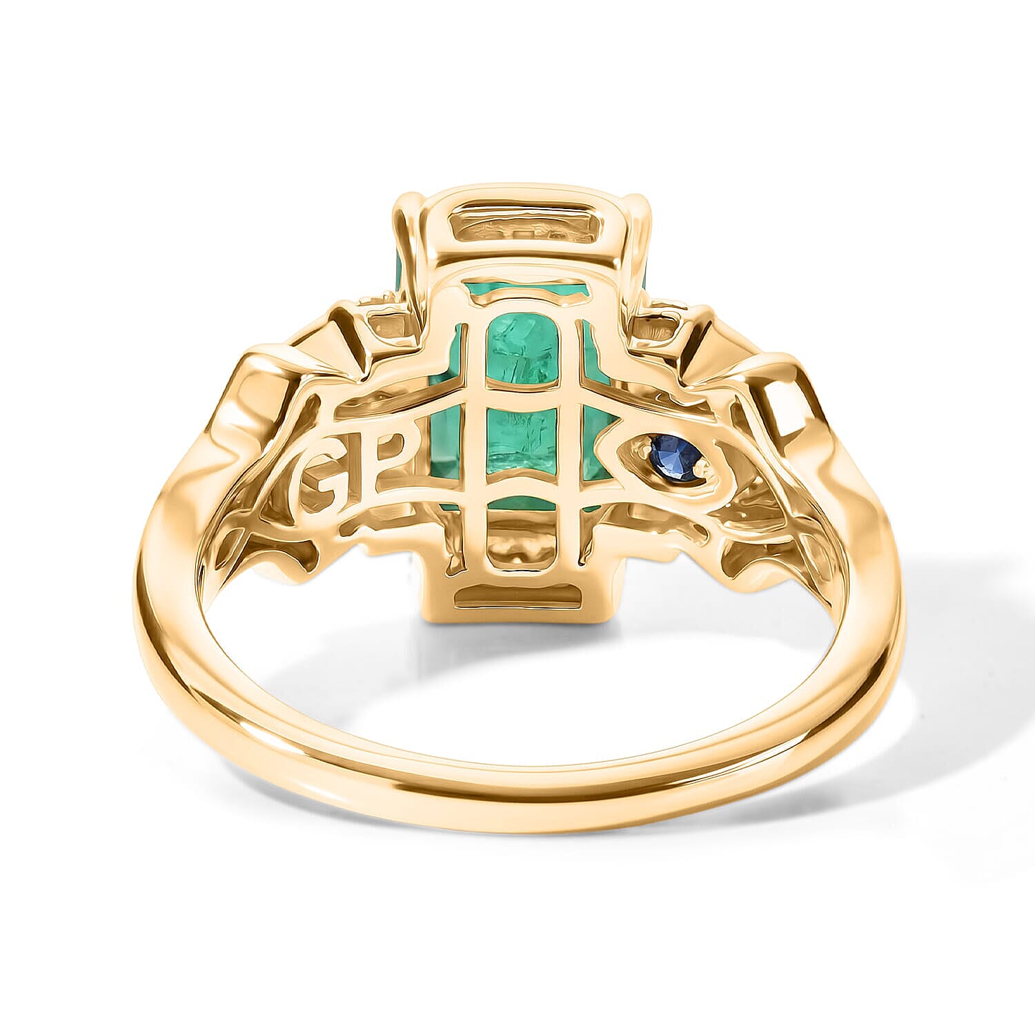 GP Royal Art Deco Collection AAA Kagem Zambian Emerald and Diamond I2 2.40 ctw Ring in 10K Yellow Gold (Size 6.0) 4.15 Grams