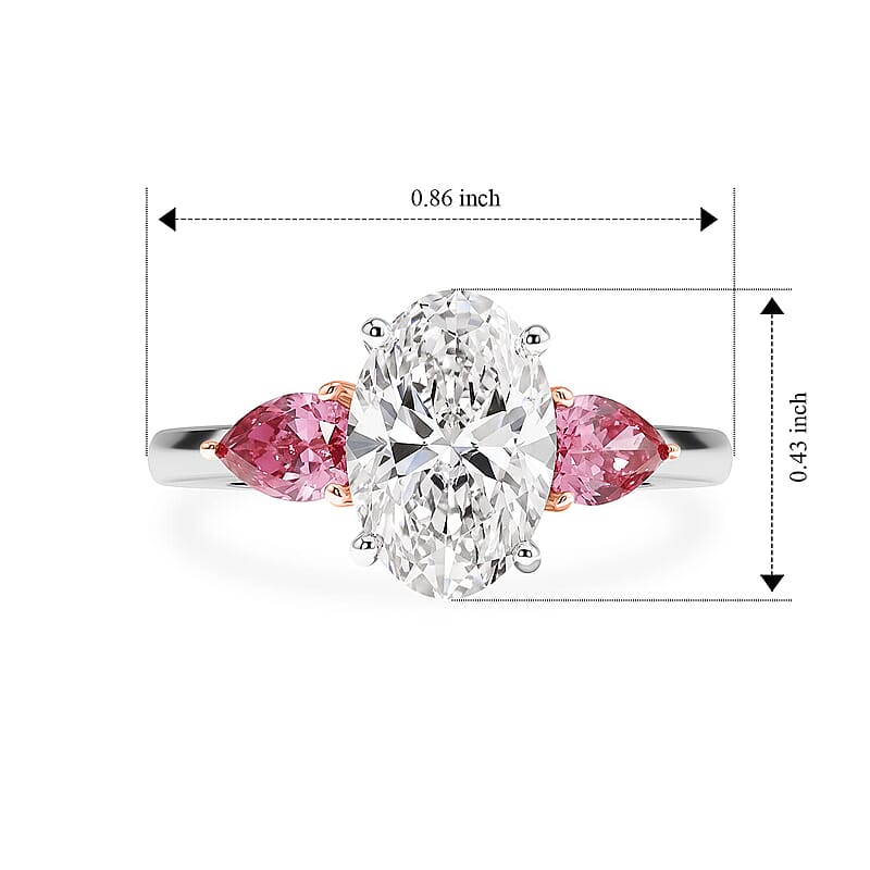 IGI Certified 10K White and Rose Gold Luxuriant Lab Grown Diamond (E-F, VS) and Lab Grown Pink Diamond (IR) Ring (Size 5.0) 2.50 ctw