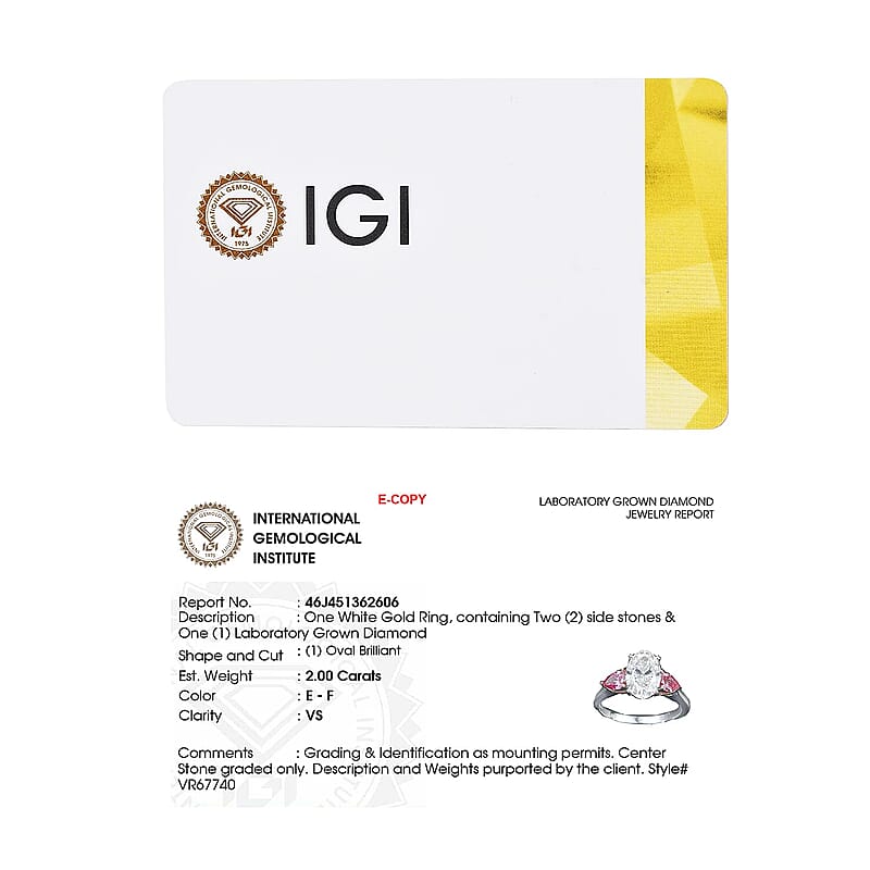 IGI Certified 10K White and Rose Gold Luxuriant Lab Grown Diamond (E-F, VS) and Lab Grown Pink Diamond (IR) Ring (Size 5.0) 2.50 ctw
