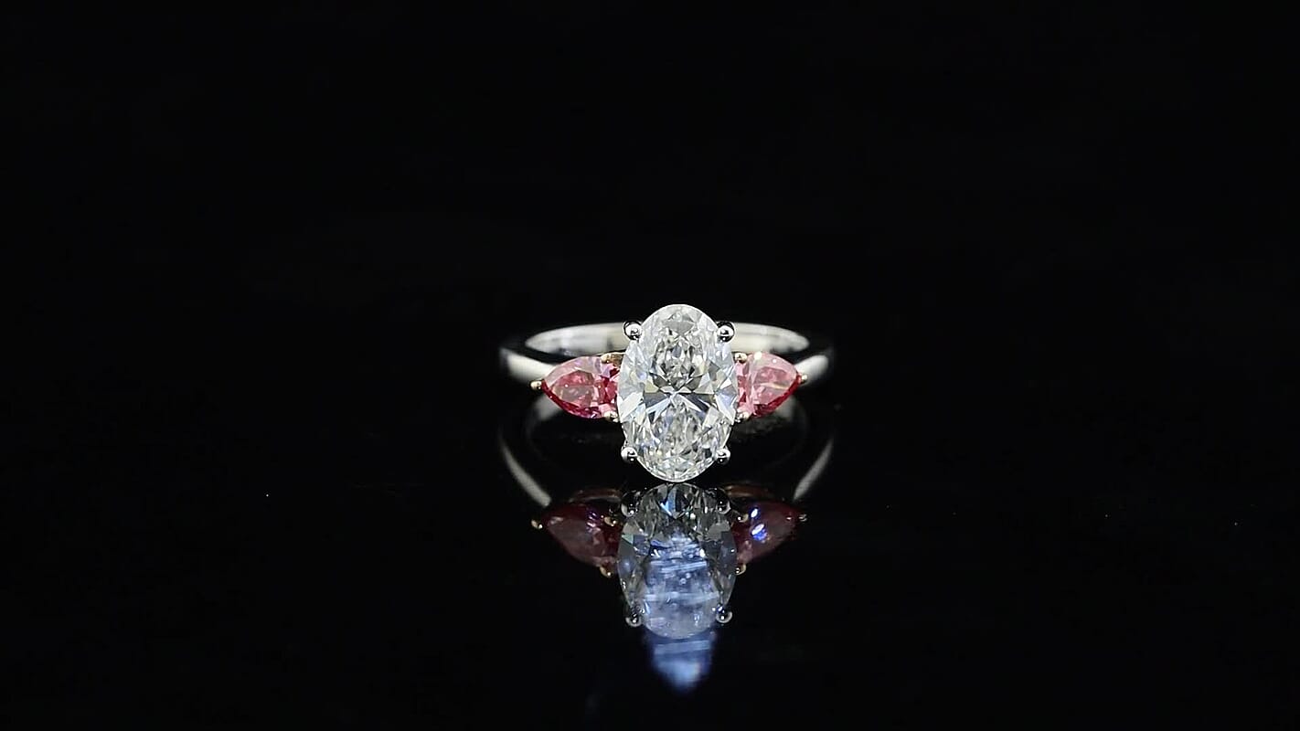 IGI Certified 10K White and Rose Gold Luxuriant Lab Grown Diamond (E-F, VS) and Lab Grown Pink Diamond (IR) Ring (Size 10.0) 2.50 ctw