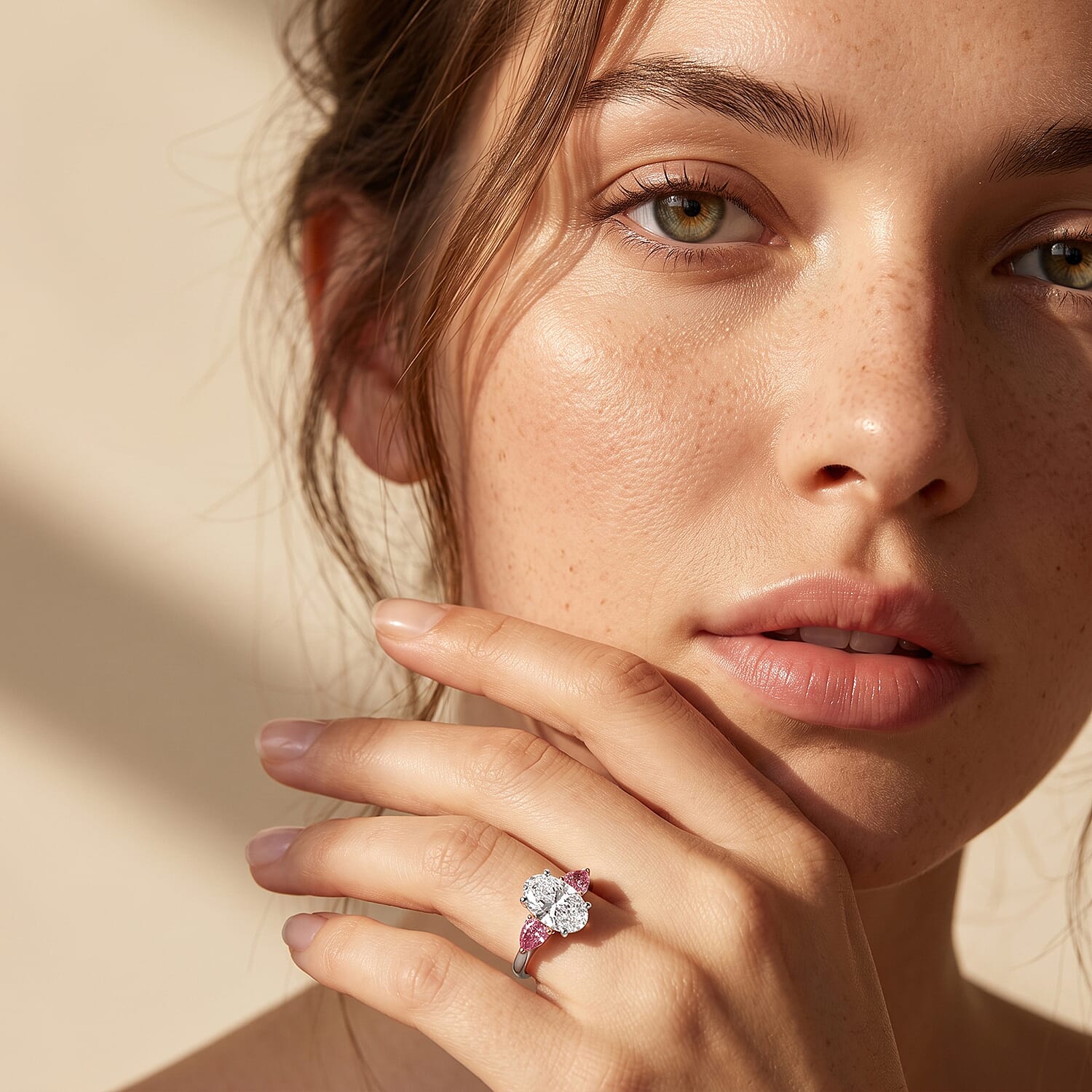 IGI Certified Luxuriant Lab Grown Diamond (E-F, VS) and Lab Grown Pink Diamond (IR) 2.40 ctw Twin Flame Radiance Ring in 10K White and Rose Gold (Size 6.0)
