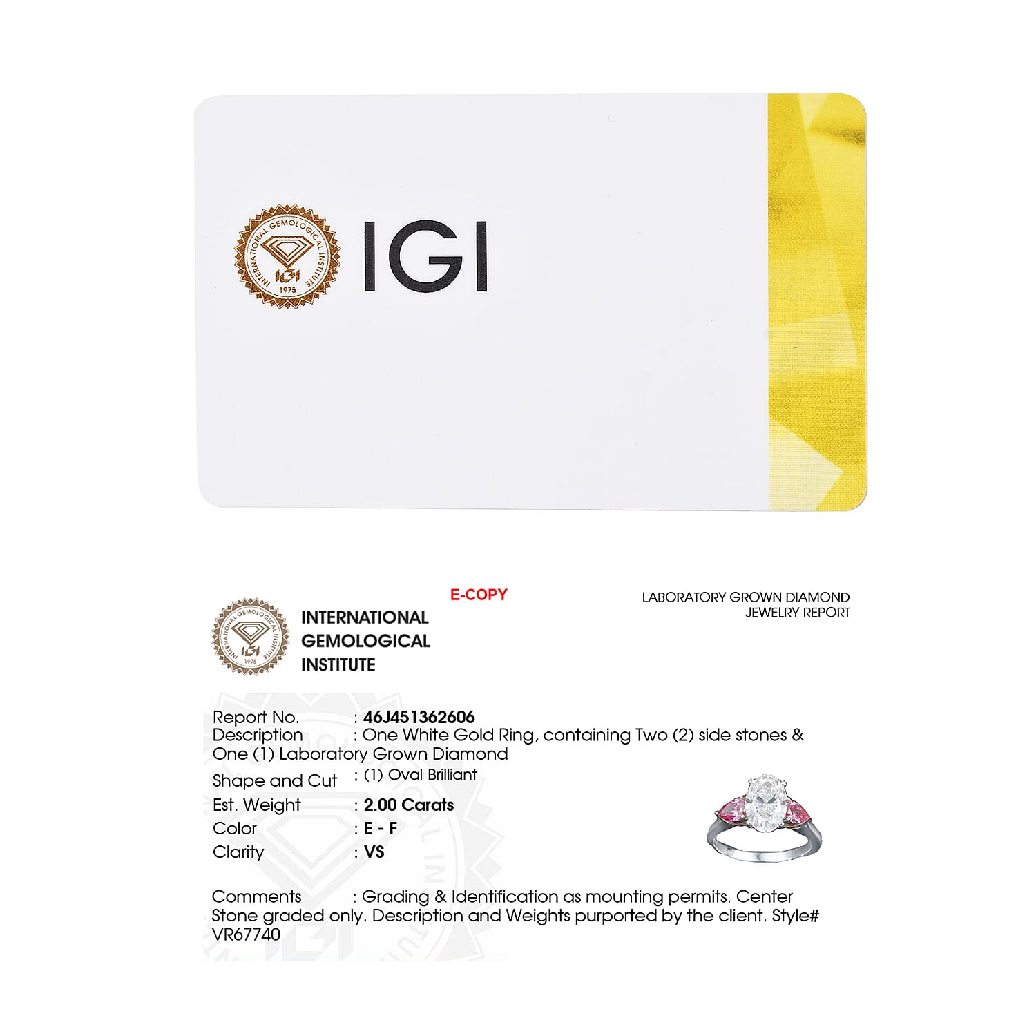 IGI Certified Luxuriant Lab Grown Diamond (E-F, VS) and Lab Grown Pink Diamond (IR) 2.40 ctw Twin Flame Radiance Ring in 10K White and Rose Gold (Size 6.0)