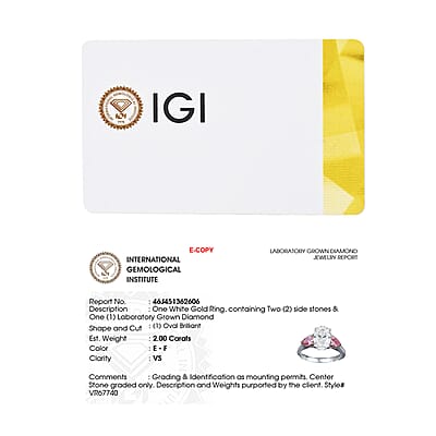 IGI Certified Luxuriant Lab Grown Diamond (E-F, VS) and Lab Grown Pink Diamond (IR) 2.40 ctw Twin Flame Radiance Ring in 10K White and Rose Gold (Size 6.0)
