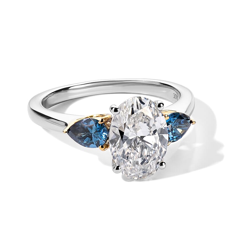 Luxuriant Lab Grown Diamond (E-F, VS) and Lab Grown Pink Diamond (IR) 2.50 ctw Twin Flame Radiance Ring in 10K White and Rose Gold (Size 10.0)