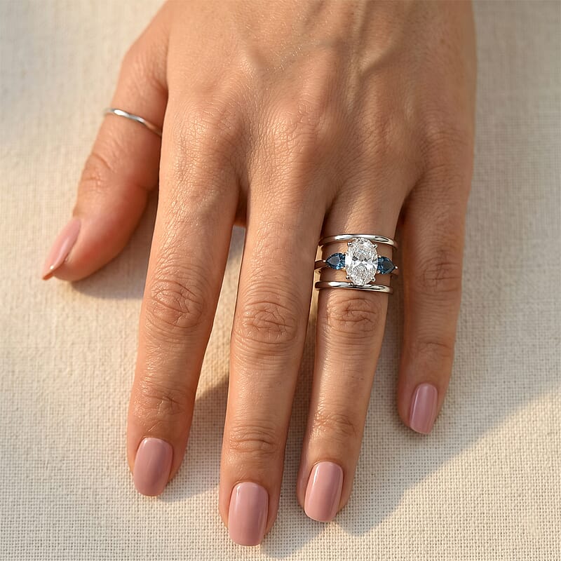 Luxuriant Lab Grown Diamond (E-F, VS) and Lab Grown Pink Diamond (IR) 2.50 ctw Twin Flame Radiance Ring in 10K White and Rose Gold (Size 10.0)
